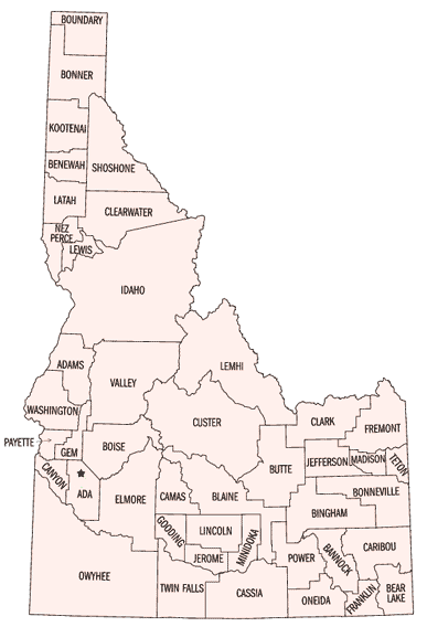 Map of Idaho Counties