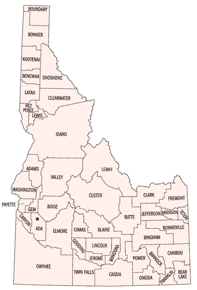 Map Of Idaho Counties